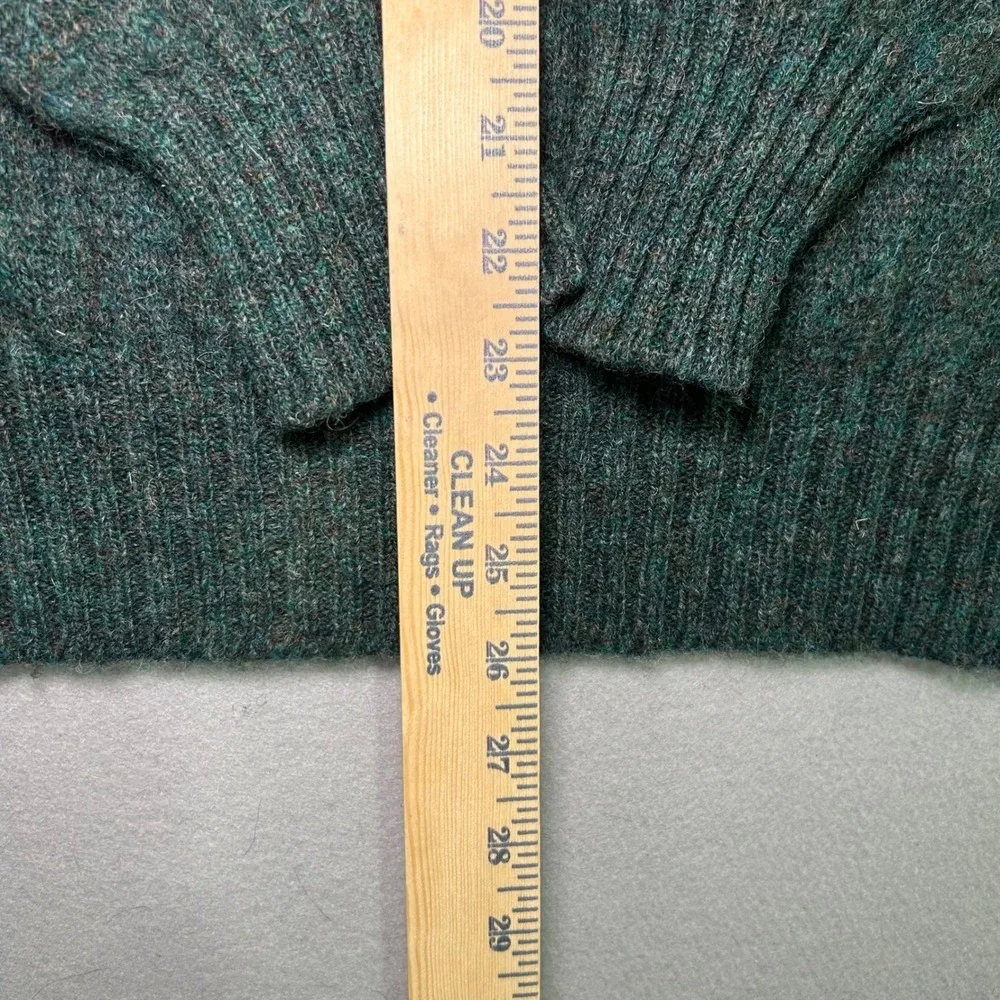 LL Bean Sweater Mens Large Green Shetland Wool Shawl Collar Made in England Vtg